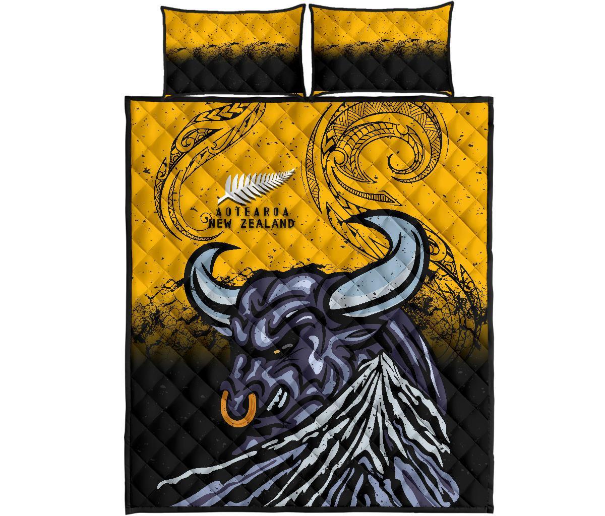 New Zealand Maori Quilt Bed Set Taranaki Bull - Vibe Hoodie Shop