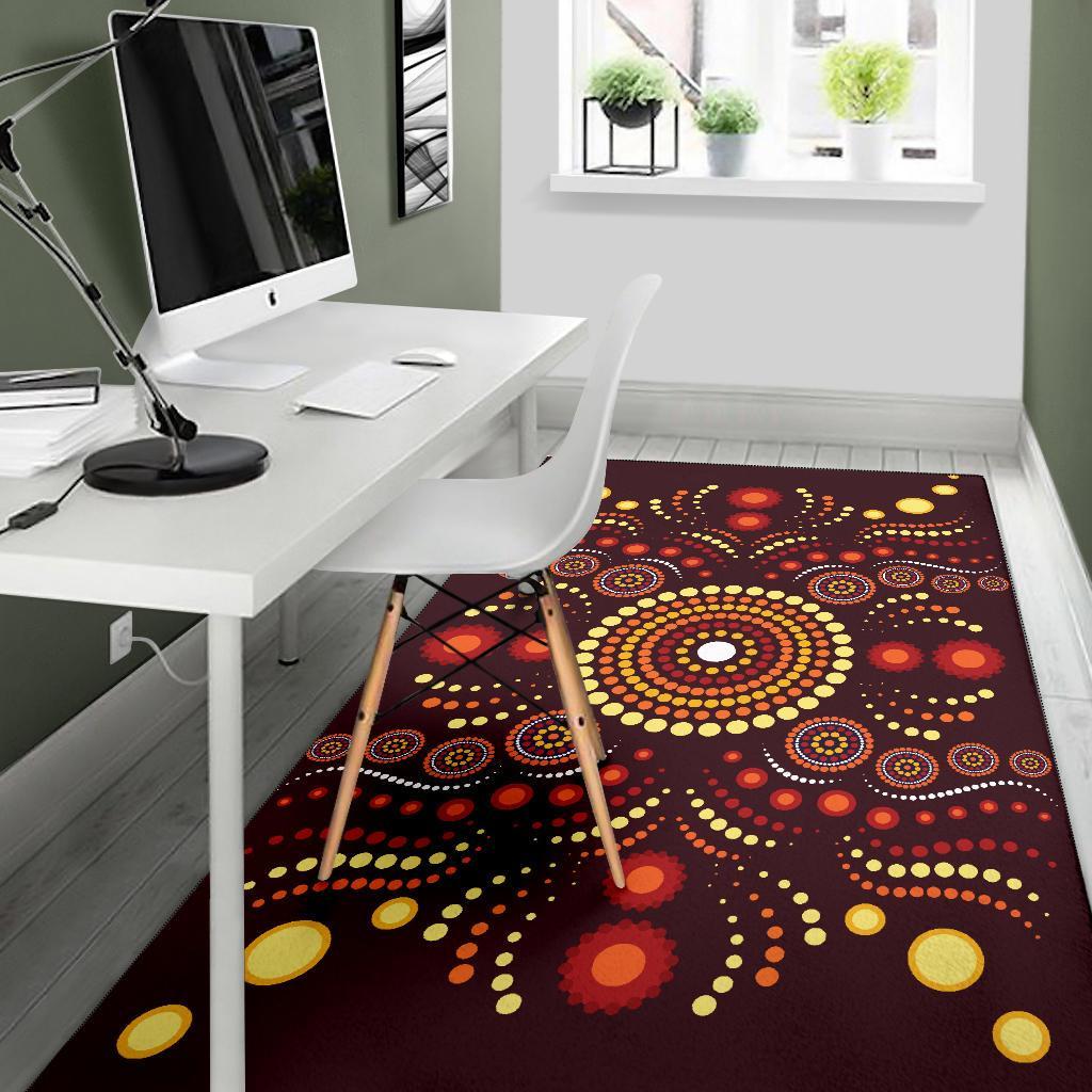 Aboriginal Area Rug - Indegenous Dot Painting Art - Vibe Hoodie Shop