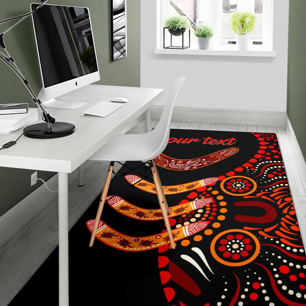 Aboriginal Personalised Area Rug - Aboriginal Boomerangs With Dot Painting Pattern - Vibe Hoodie Shop