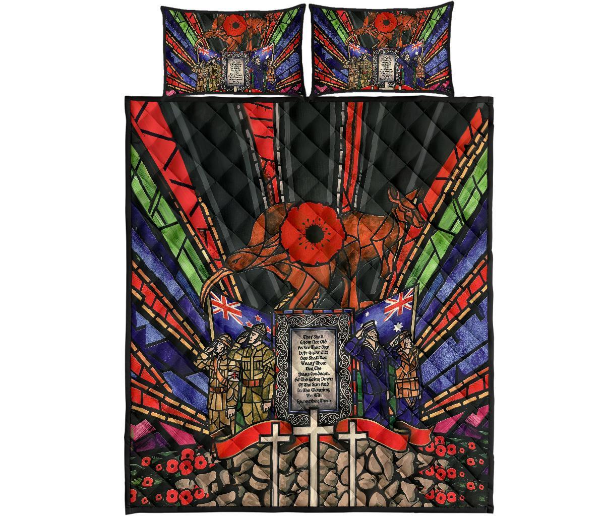 New Zealand Quilt Bed Set, ANZAC Day Lest We Forget Australia - Vibe Hoodie Shop