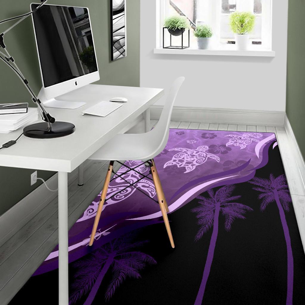 Purple Turtle Hibiscus Area Rug - Vibe Hoodie Shop