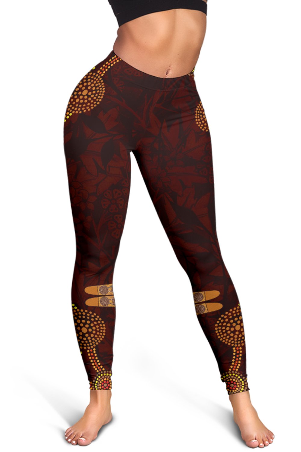 Leggings - Aboriginal Dot Painting Kangaroo Pants - Women - Vibe Hoodie Shop