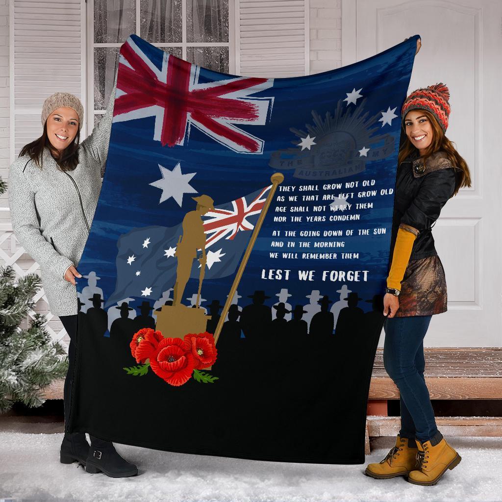 ANZAC Premium Blanket - Always Remember Australian ANZAC Day - Vibe Hoodie Shop