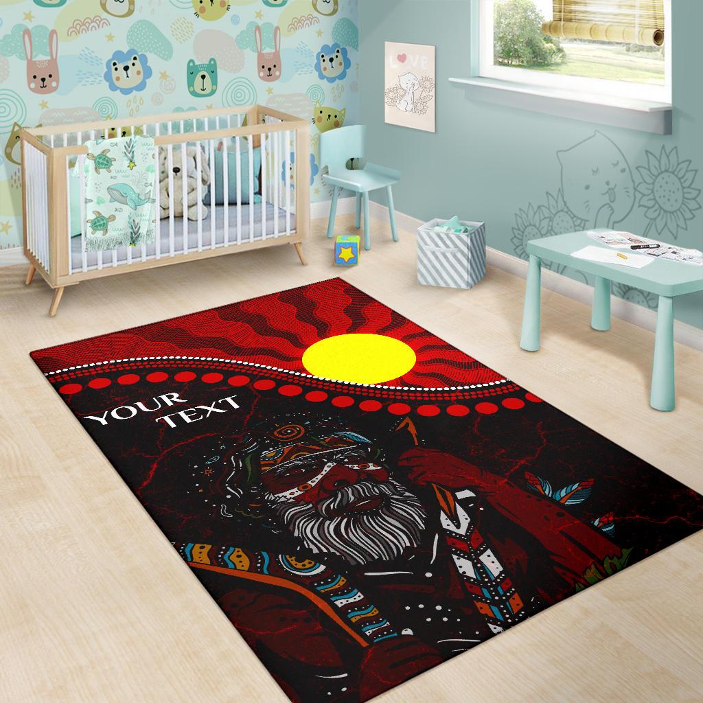 Custom Aboriginal Area Rug - Indigenous People And Sun - Vibe Hoodie Shop