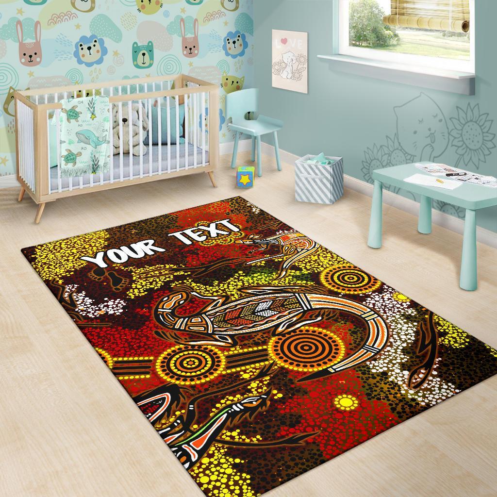 Custom Aboriginal Area Rug, Kangaroo and Lizard Dot Painting Art - Vibe Hoodie Shop