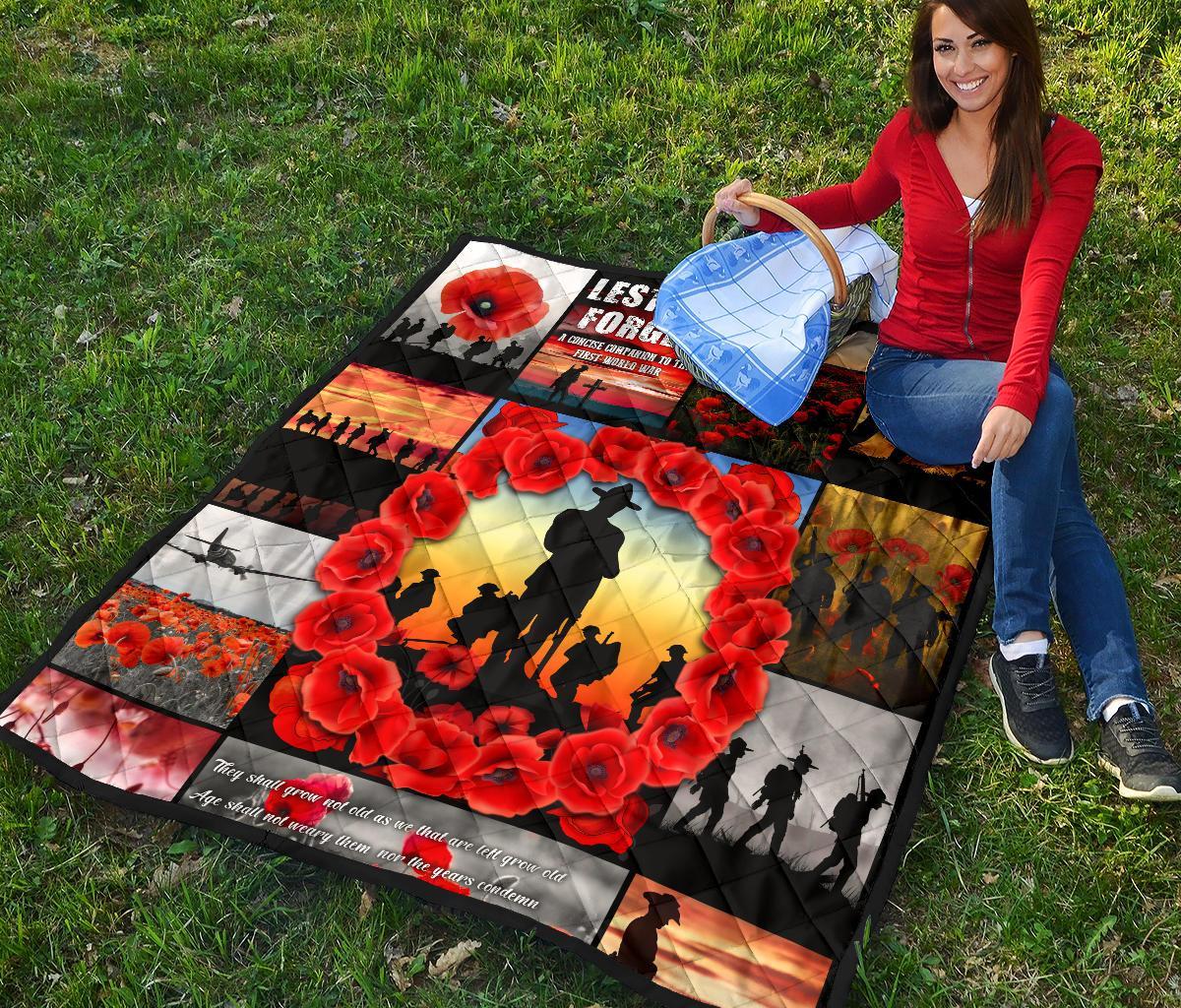 ANZAC Premium Quilt - Always Remember Australia's Soldiers - Vibe Hoodie Shop