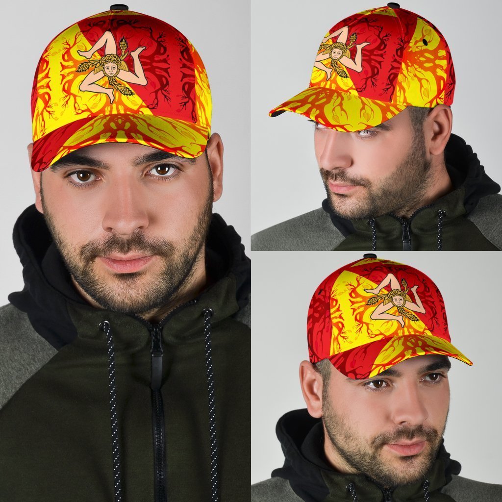 Sicily Classic Cap - Sicily Flag With Celtic Tree of Life - Vibe Hoodie Shop