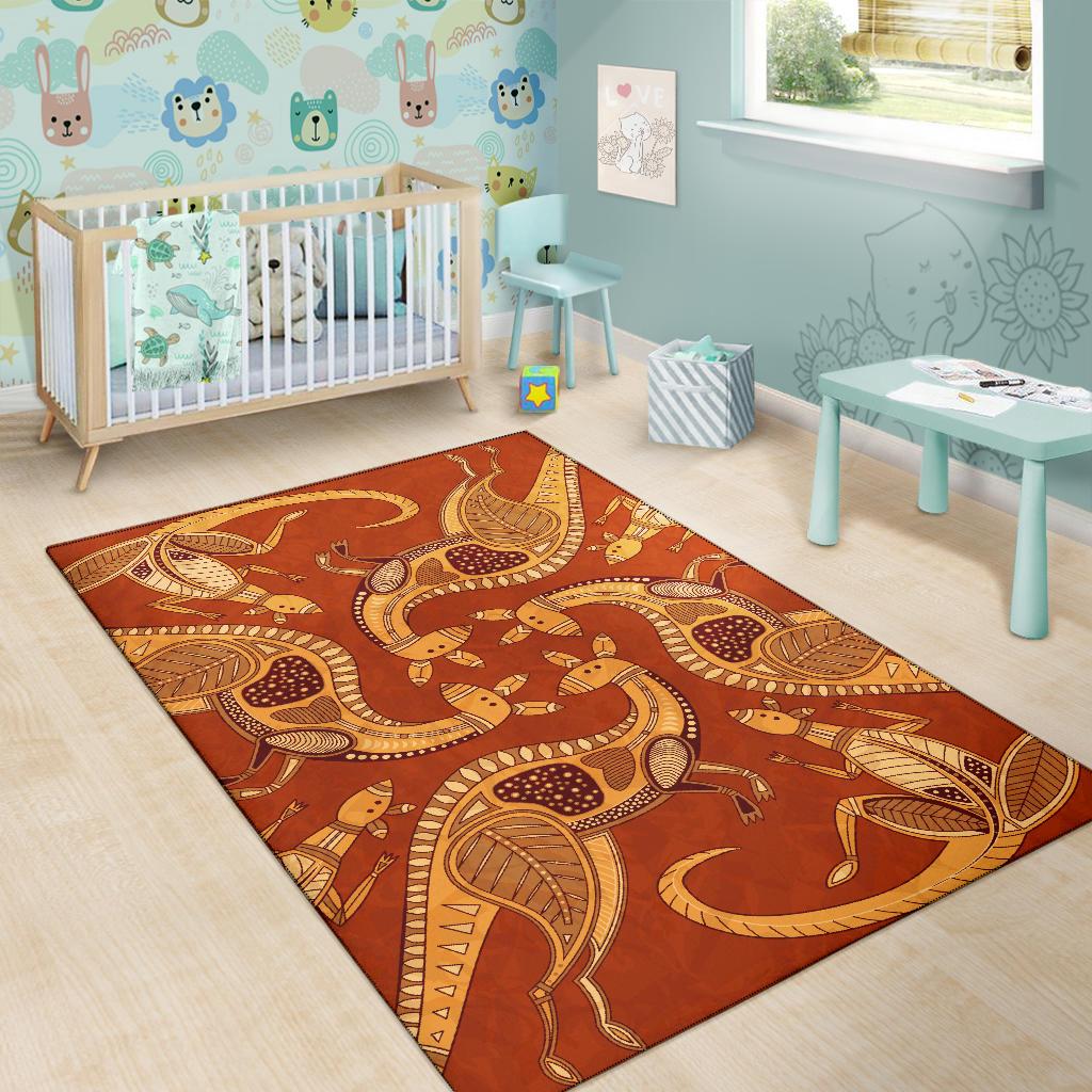 Area Rug - Kangaroo Rug Aboriginal Patterns Ver01 - Vibe Hoodie Shop