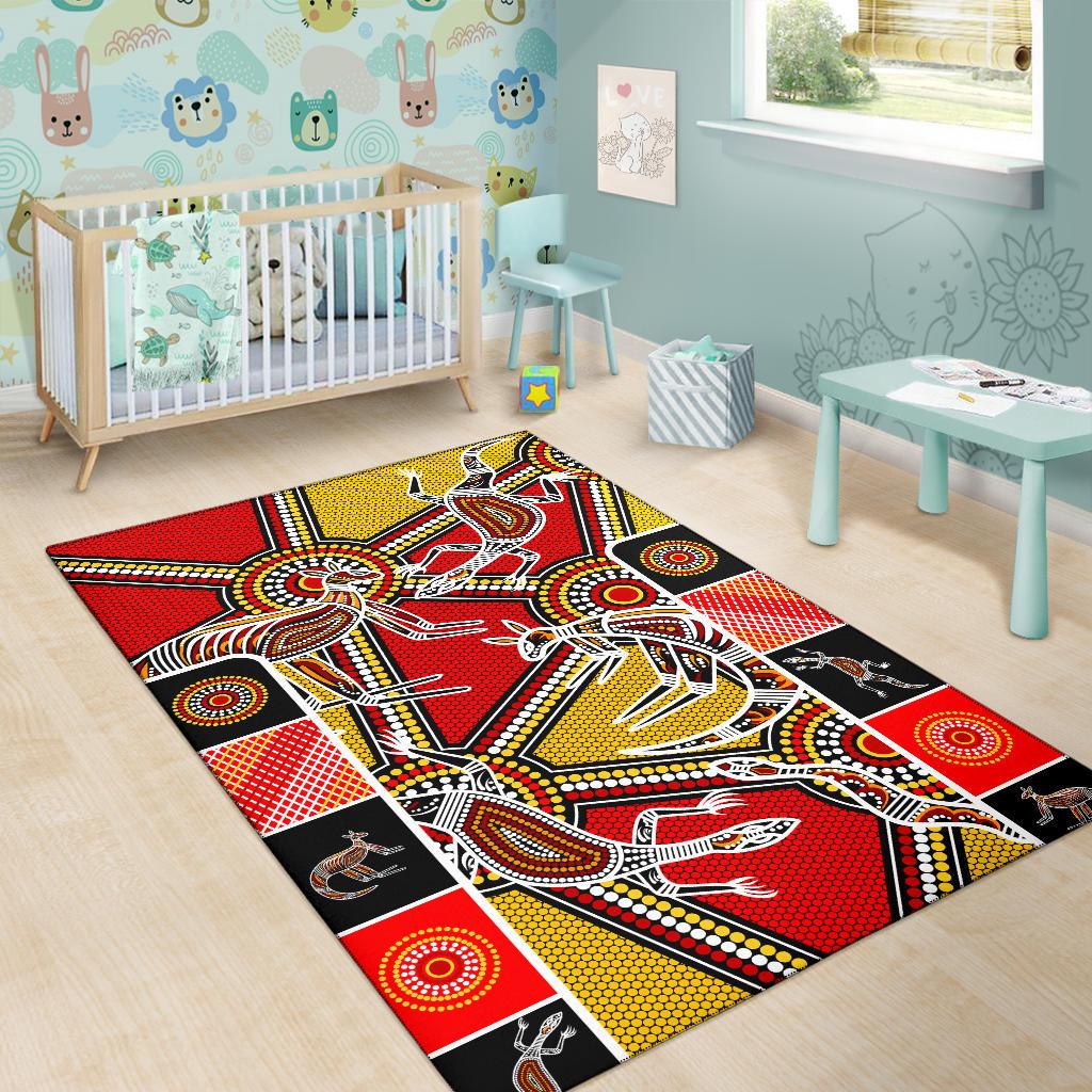 Aboriginal Area Rug, Kangaroo Dot Painting Patterns - Vibe Hoodie Shop