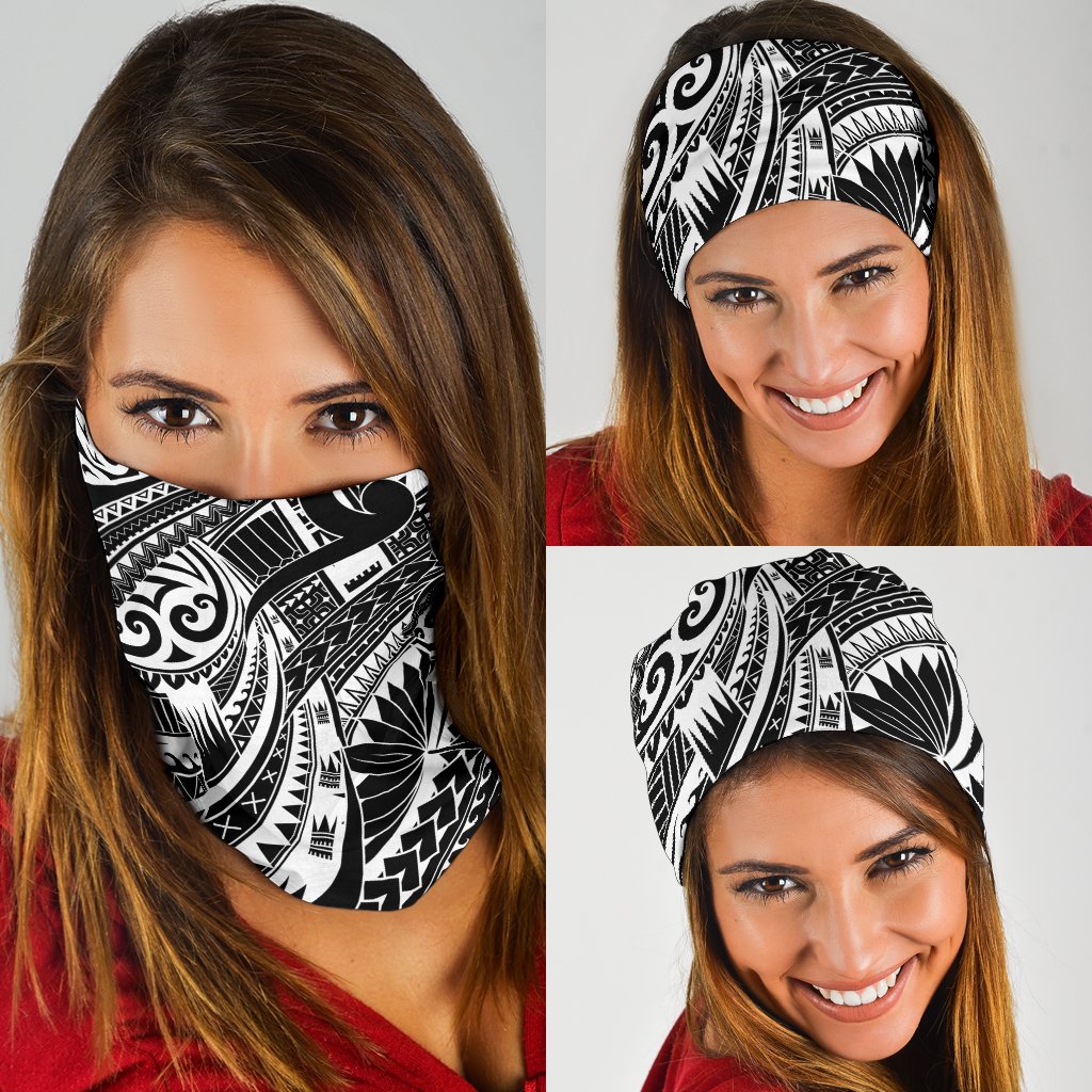 New Zealand Maori Polynesian Tattoo Bandana - White - Vibe Hoodie Shop