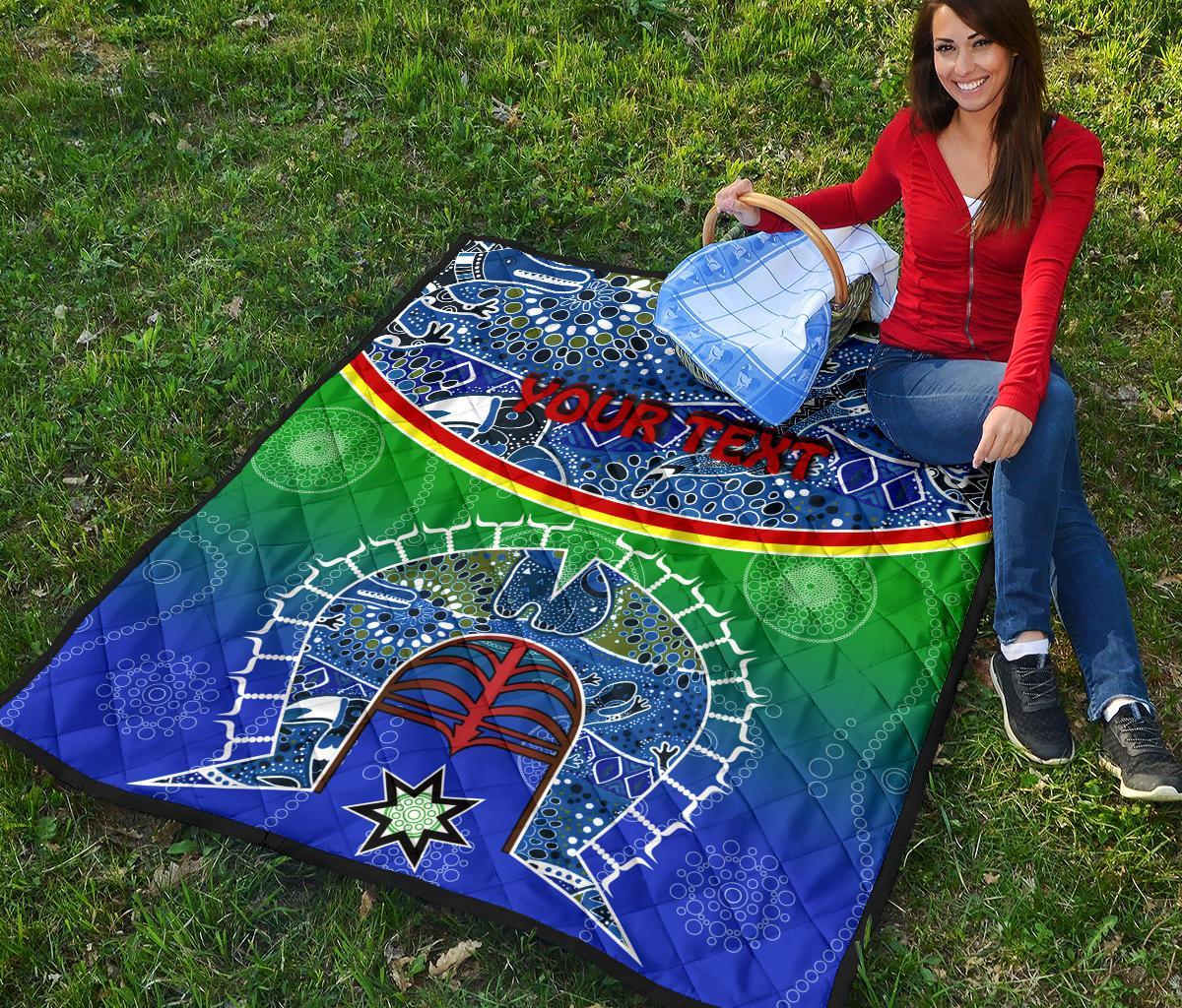 Personalised Premium Quilt - Torres Strait Symbol With Aboriginal Patterns - Vibe Hoodie Shop