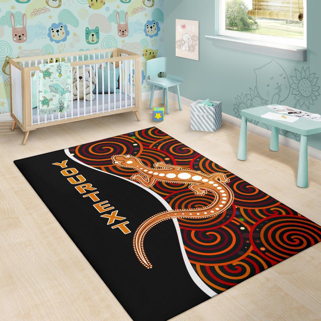 Aboriginal Personalised Area Rug - Indigenous Lizard Dreaming - Vibe Hoodie Shop