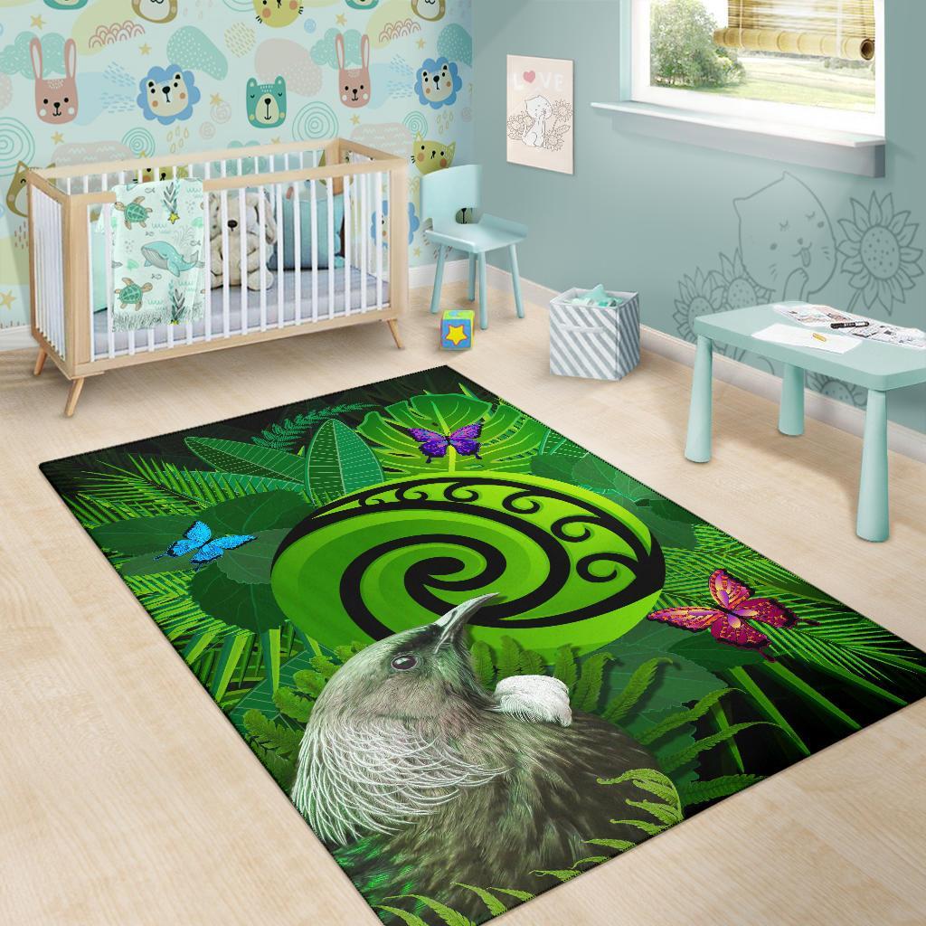 New Zealand Area Rug Koru Fern Mix Tui Bird - Tropical Floral - Vibe Hoodie Shop