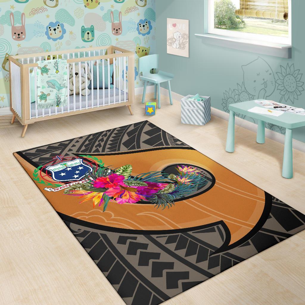 Samoa Area Rug - Polynesian Hook And Hibiscus (Nude) - Vibe Hoodie Shop