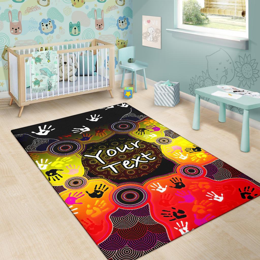 Custom Aboriginal Area Rug, Indigenous Circle Dot Painting Hand Art - Vibe Hoodie Shop