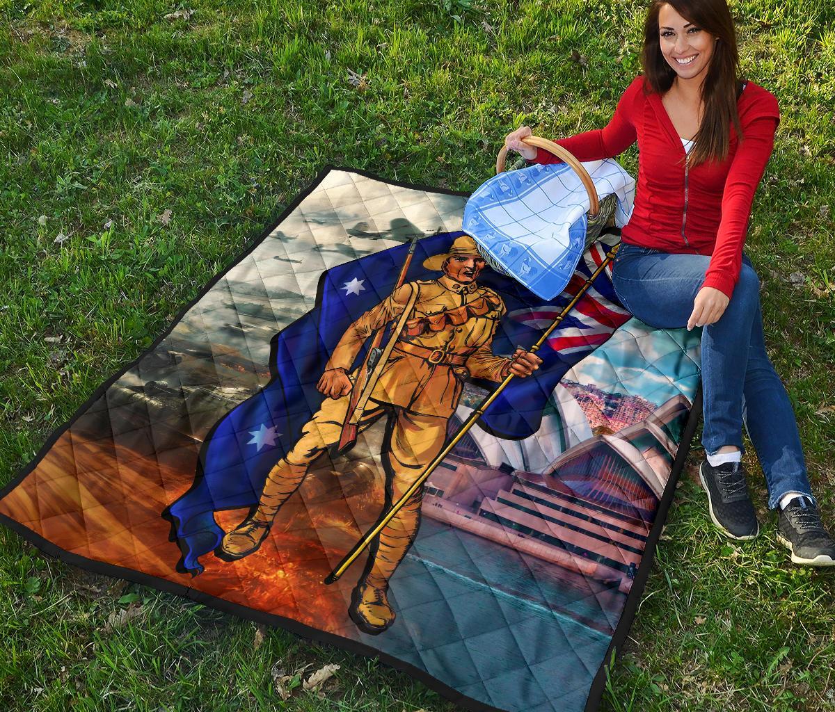 ANZAC Premium Quilt - Australian Soldier - Vibe Hoodie Shop