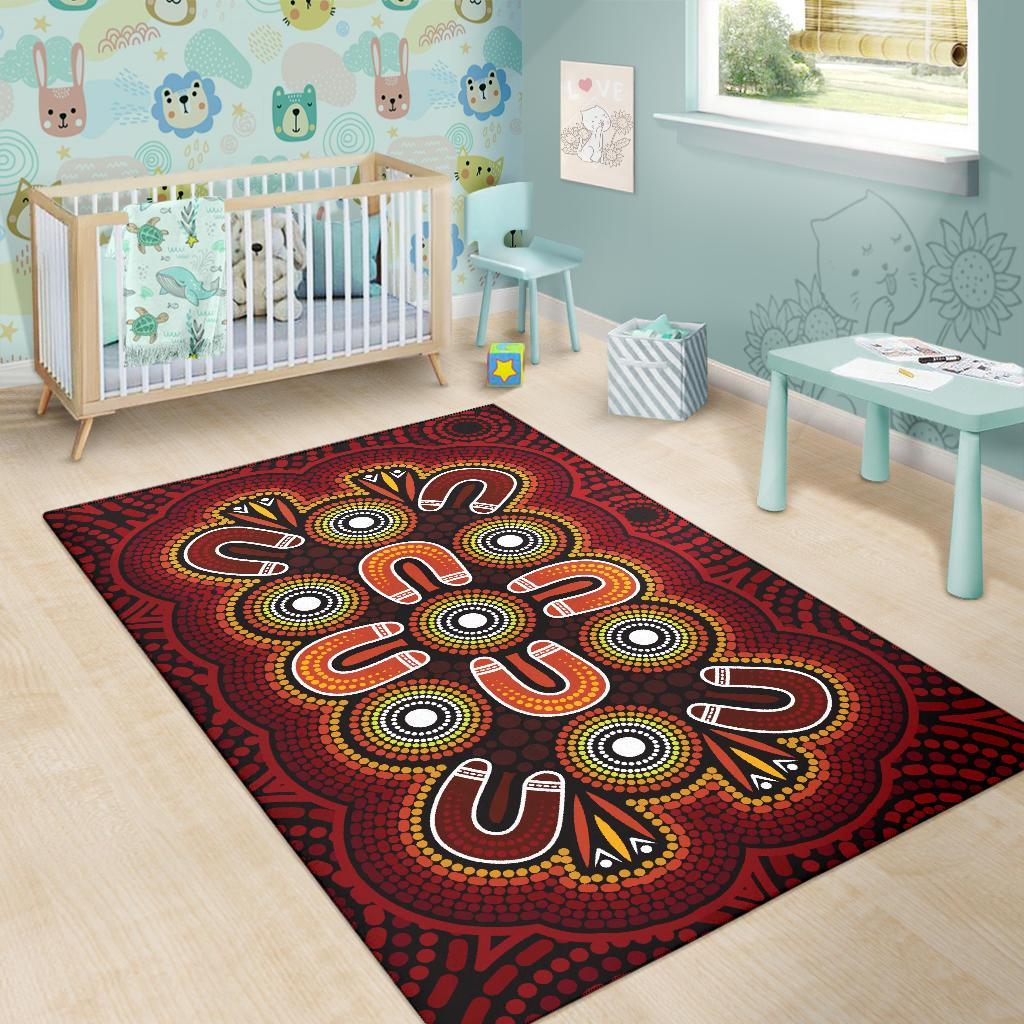 ABoriginal Area Rug - Aboriginal Dot Painting Flowers Style - Vibe Hoodie Shop