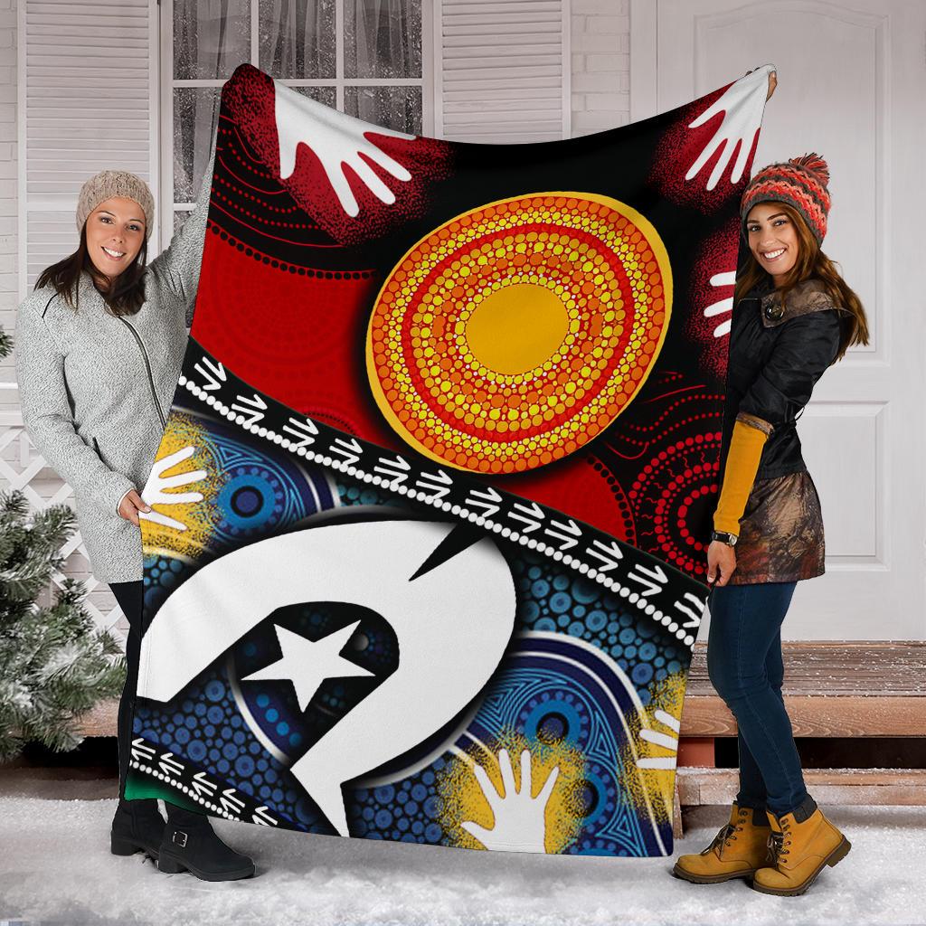 Premium Blanket - Australian NAIDOC Aboriginal and Torres Strait Islands Flags - Vibe Hoodie Shop