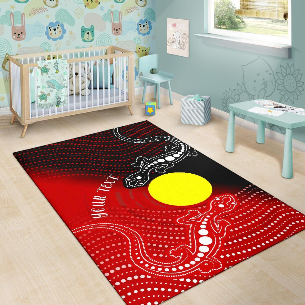 Custom Aboriginal Area Rug - Two Indigenous Lizard - Vibe Hoodie Shop