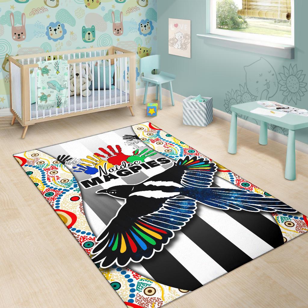 Magpies NAIDOC Week Area Rug Collingwood Modern Style - Vibe Hoodie Shop