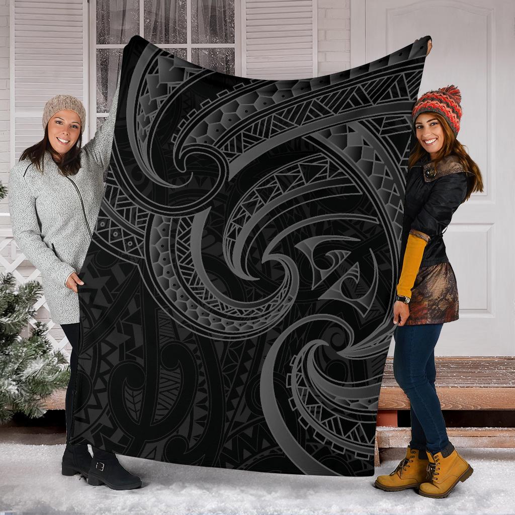 New Zealand Maori Mangopare Premium Blanket Polynesian - Black - Vibe Hoodie Shop