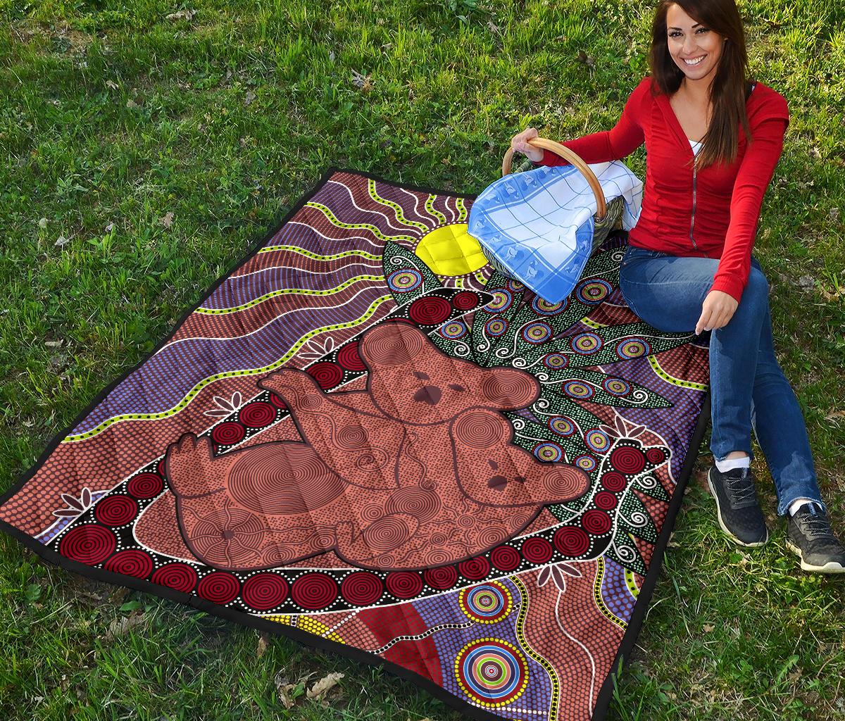 Premium Quilts - Koala Coverlets Aboriginal Pattern - Vibe Hoodie Shop