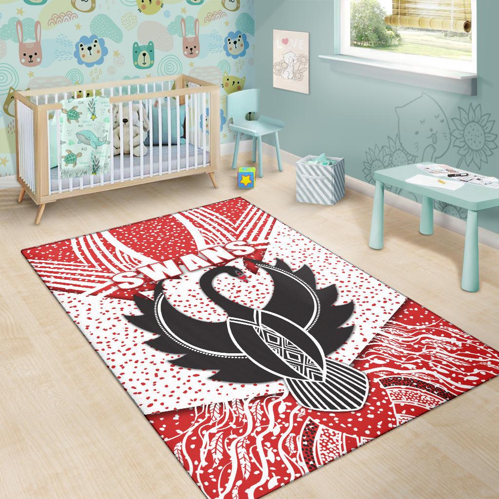 Sydney Area Rug Indigenous Swans - Vibe Hoodie Shop