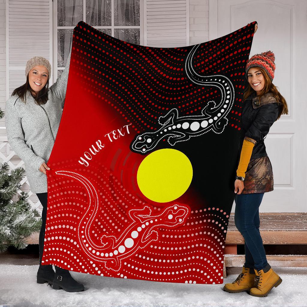 Custom Aboriginal Premium Blanket - Two Indigenous Lizard - Vibe Hoodie Shop