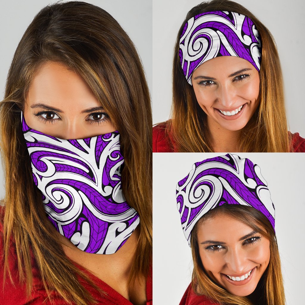 New Zealand Maori Tribal Ornament Bandana - Purple - Vibe Hoodie Shop