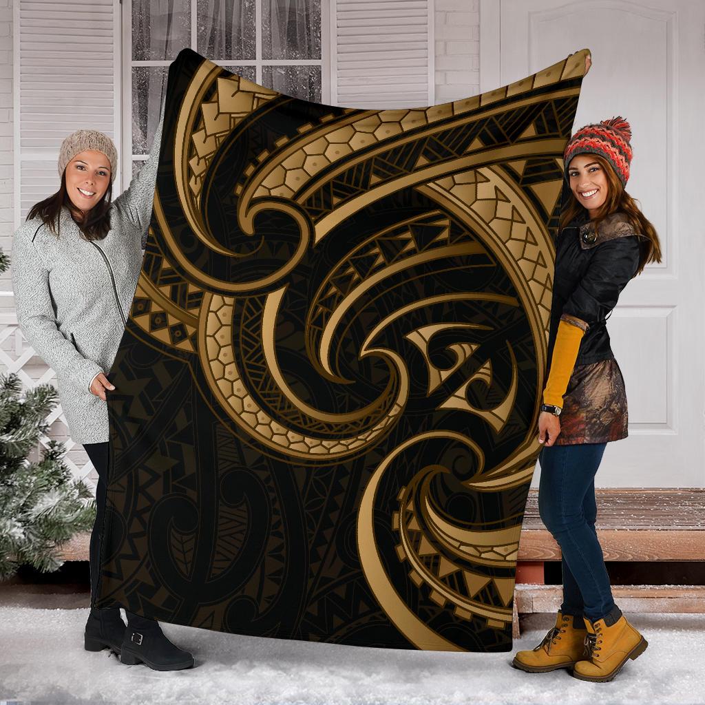 New Zealand Maori Mangopare Premium Blanket Polynesian - Gold - Vibe Hoodie Shop