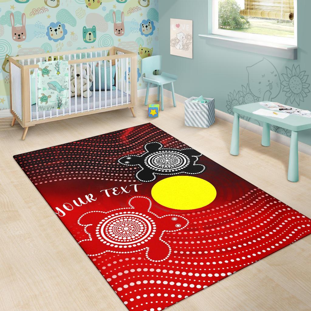 Custom Aboriginal Area Rug - Indigenous Circle Dot Painting Style - - Vibe Hoodie Shop