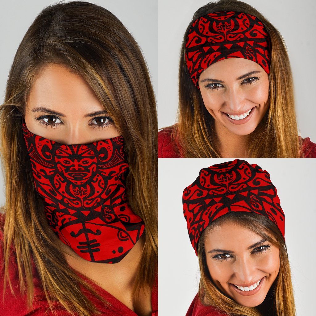 New Zealand Maori Tangaroa Tattoo Bandana - Red - Vibe Hoodie Shop