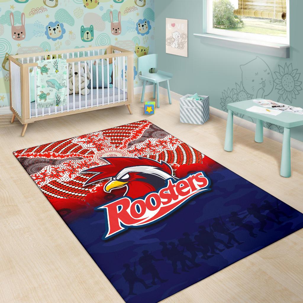 Roosters Area Rug ANZAC Day Aboriginal - Vibe Hoodie Shop