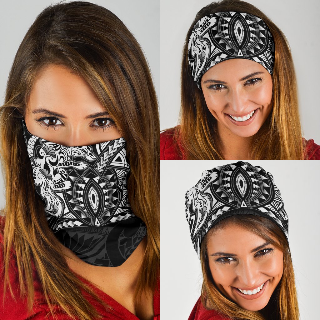 New Zealand Wolf Maori Tattoo Bandana - White - Vibe Hoodie Shop