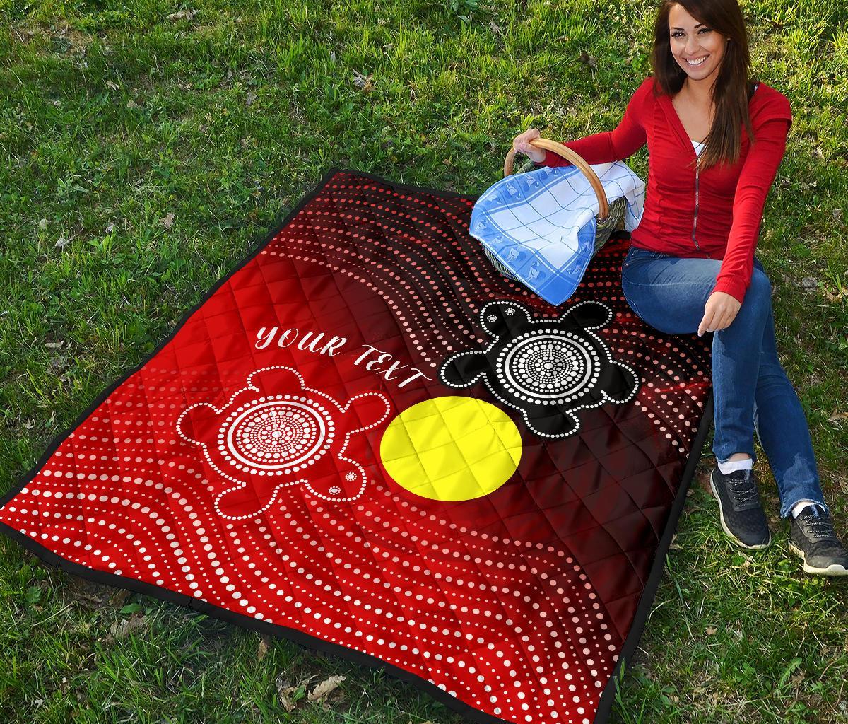 Custom Aboriginal Premium Quilt - Indigenous Circle Dot Painting Style - - Vibe Hoodie Shop