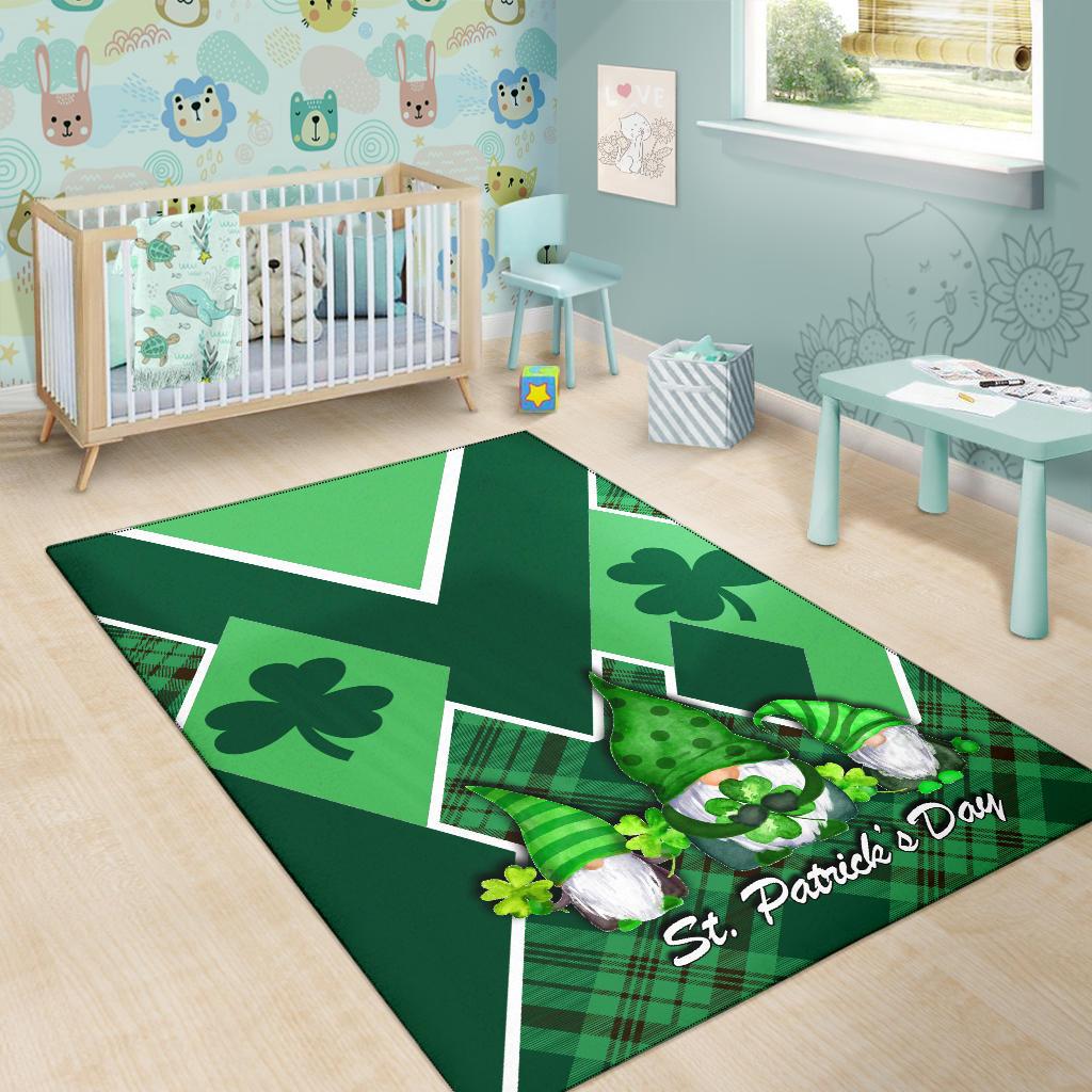 St. Patrick Day Ireland Gnome Area Rug Shamrock - Vibe Hoodie Shop