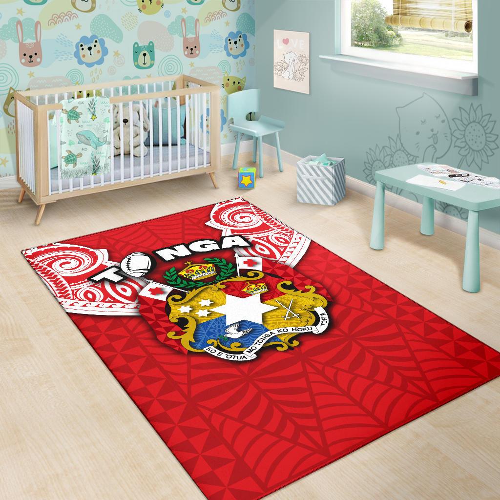 (Custom Personalised) Tonga Rugby Area Rug Royal Style - Vibe Hoodie Shop