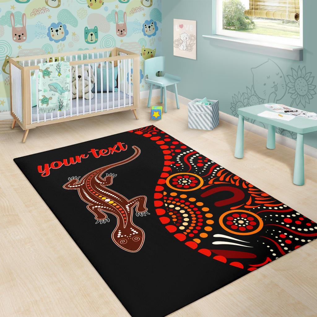 Aboriginal Personalised Area Rug - Aboriginal Lizard With Dot Painting Pattern - Vibe Hoodie Shop