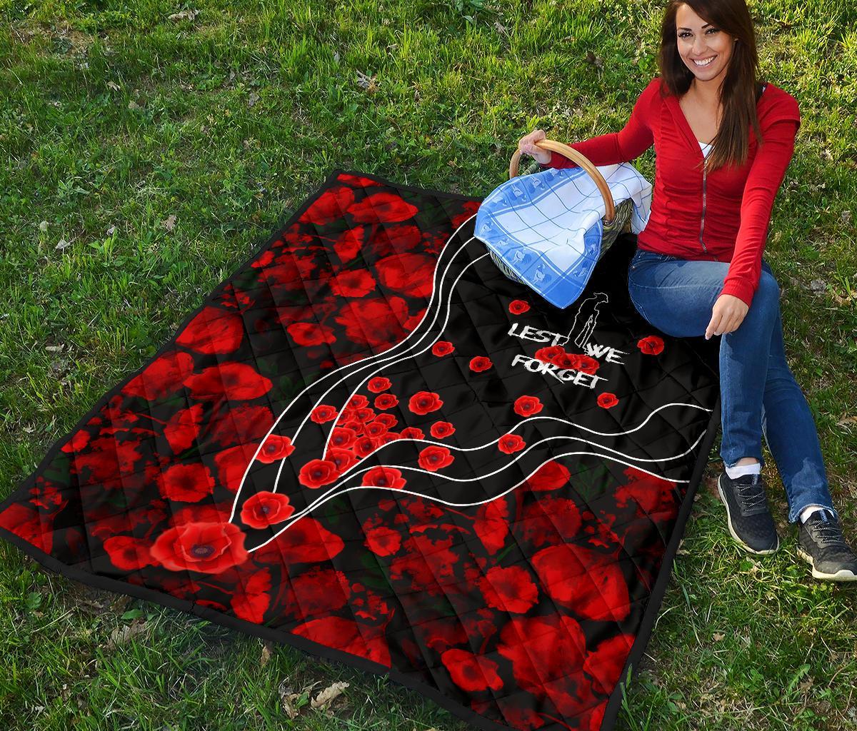 ANZAC Lest We Forget Premium Quilt - Poppy Flowers - Vibe Hoodie Shop