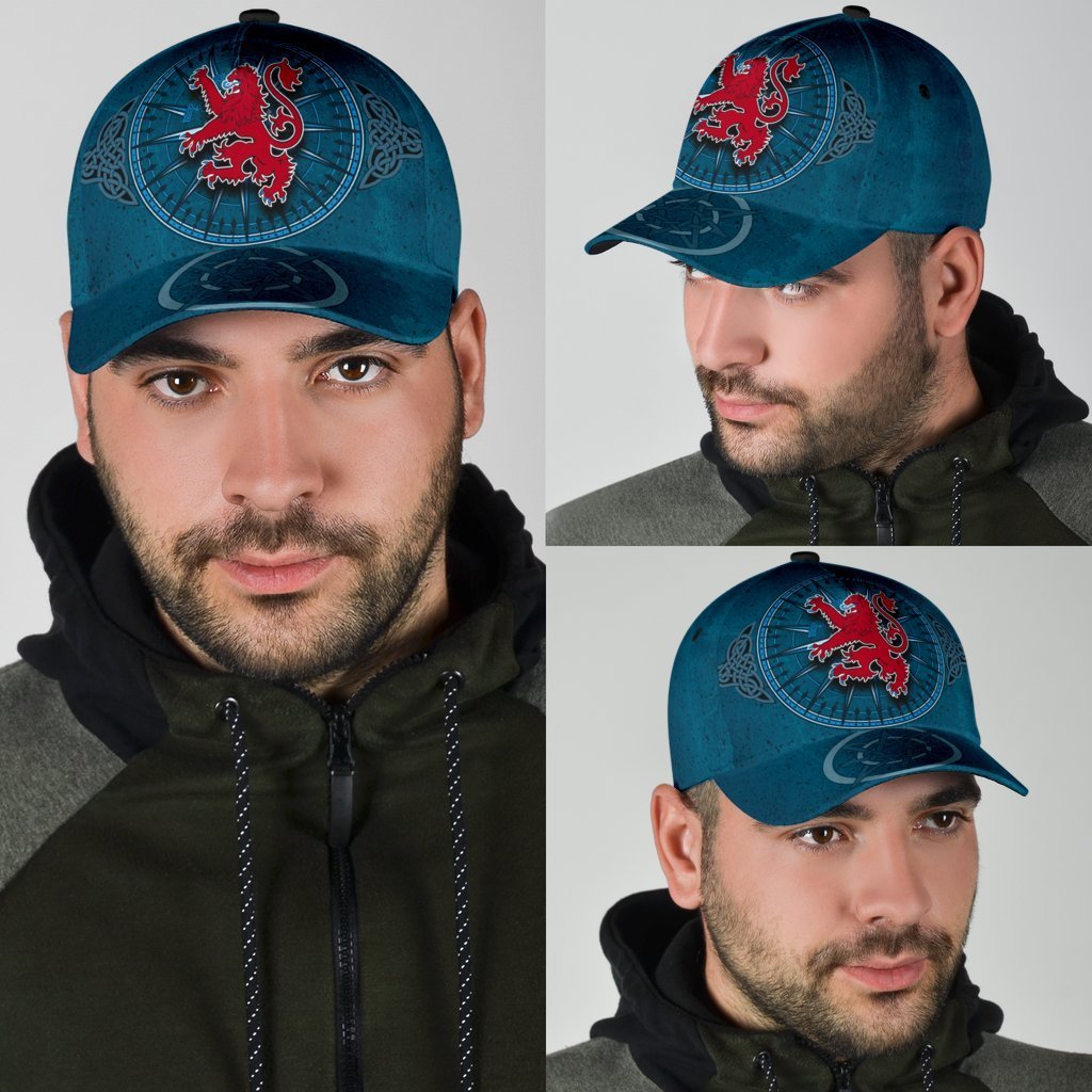 Scotland Celtic Classic Cap - Celtic Compass With Scottish Lion - Vibe Hoodie Shop