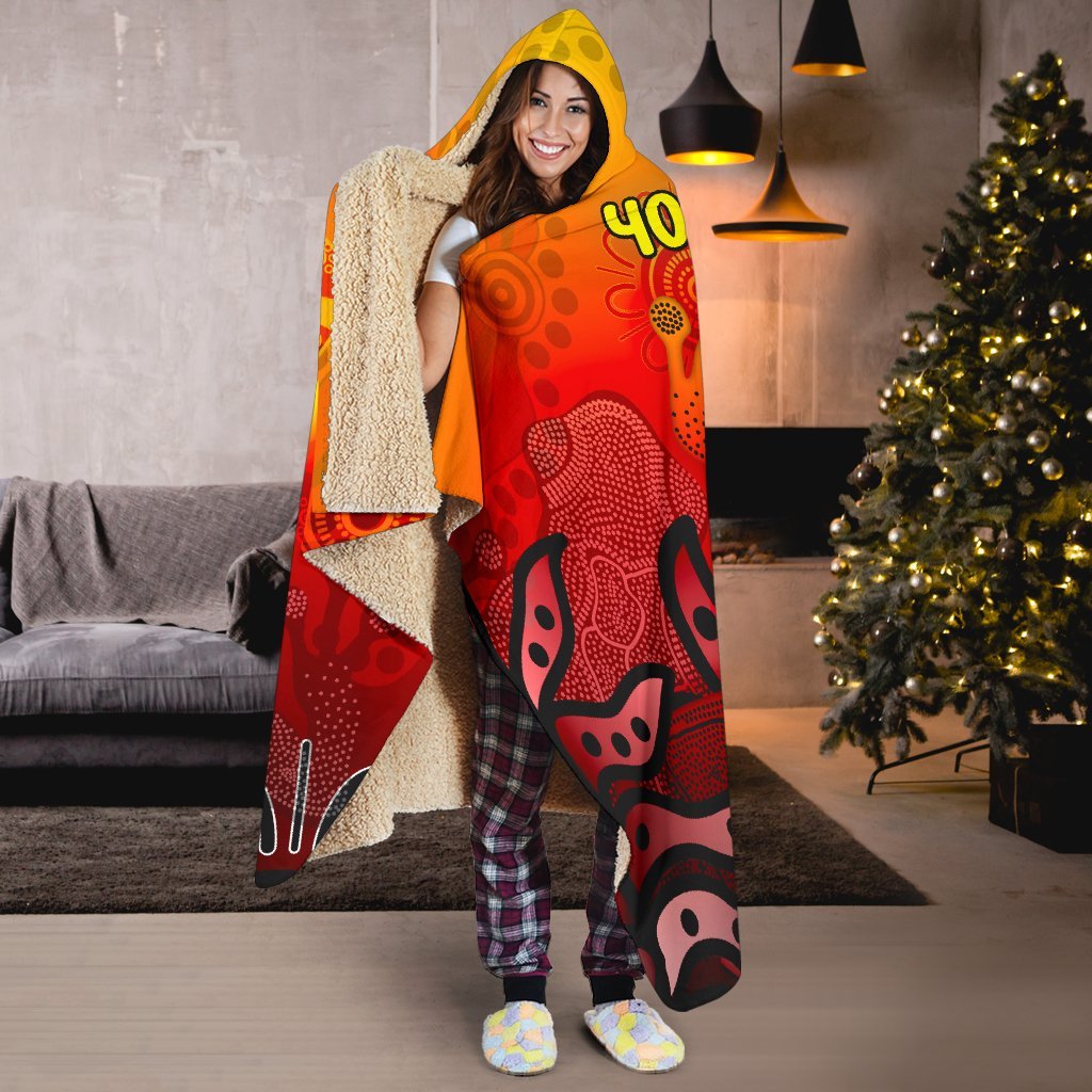 custom-aboriginal-hooded-blanket-indigenous-frog-red