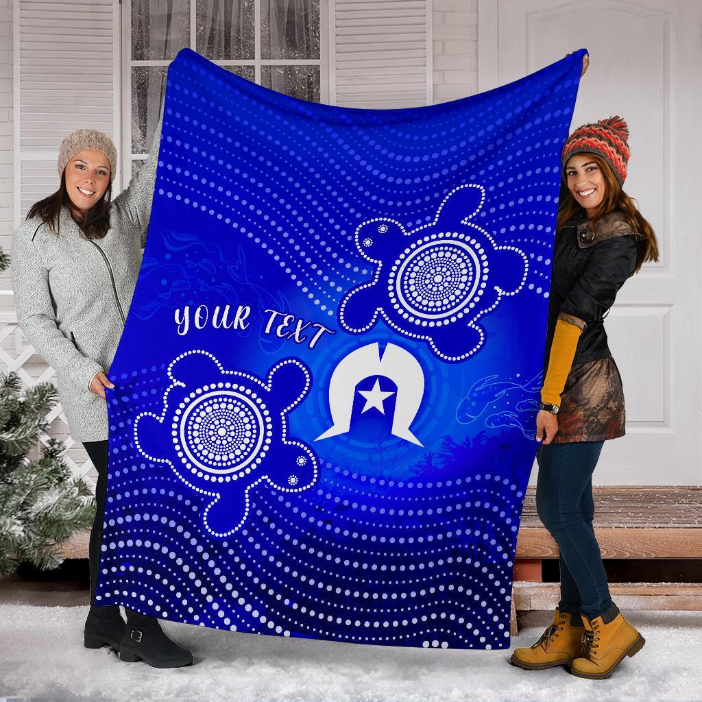 Custom Torres Strait Islanders Premium Blanket - Torres Symbol With Indigenous Turtle - Vibe Hoodie Shop