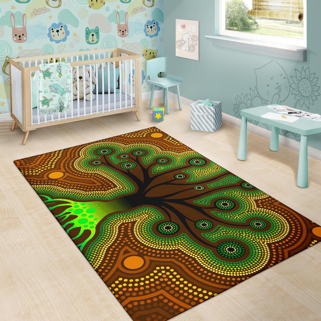 Aboriginal Area Rug - Tree Dot Painting Art - Vibe Hoodie Shop