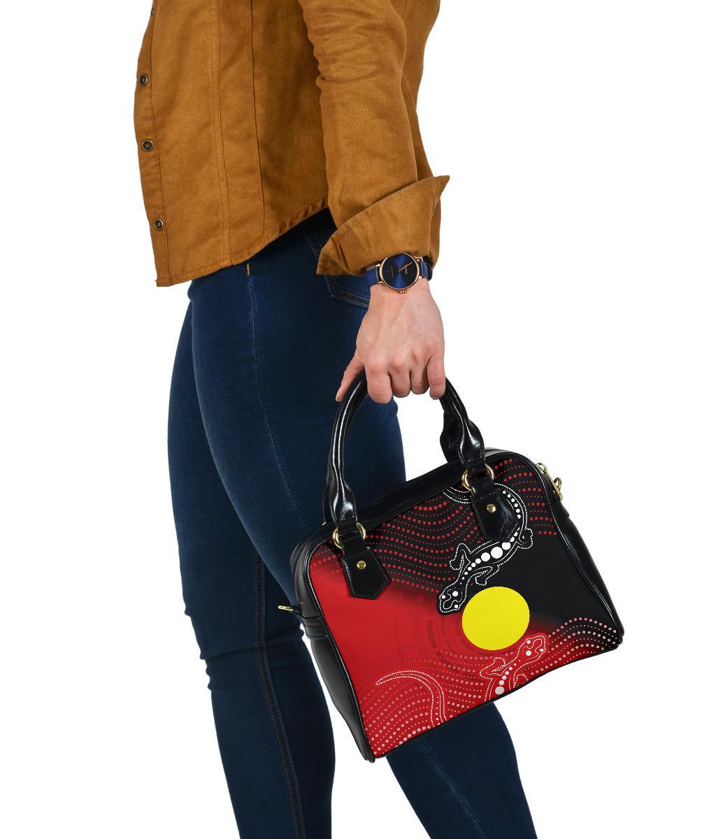 Aboriginal Shoulder Handbag - Two Indigenous Lizard - Vibe Hoodie Shop