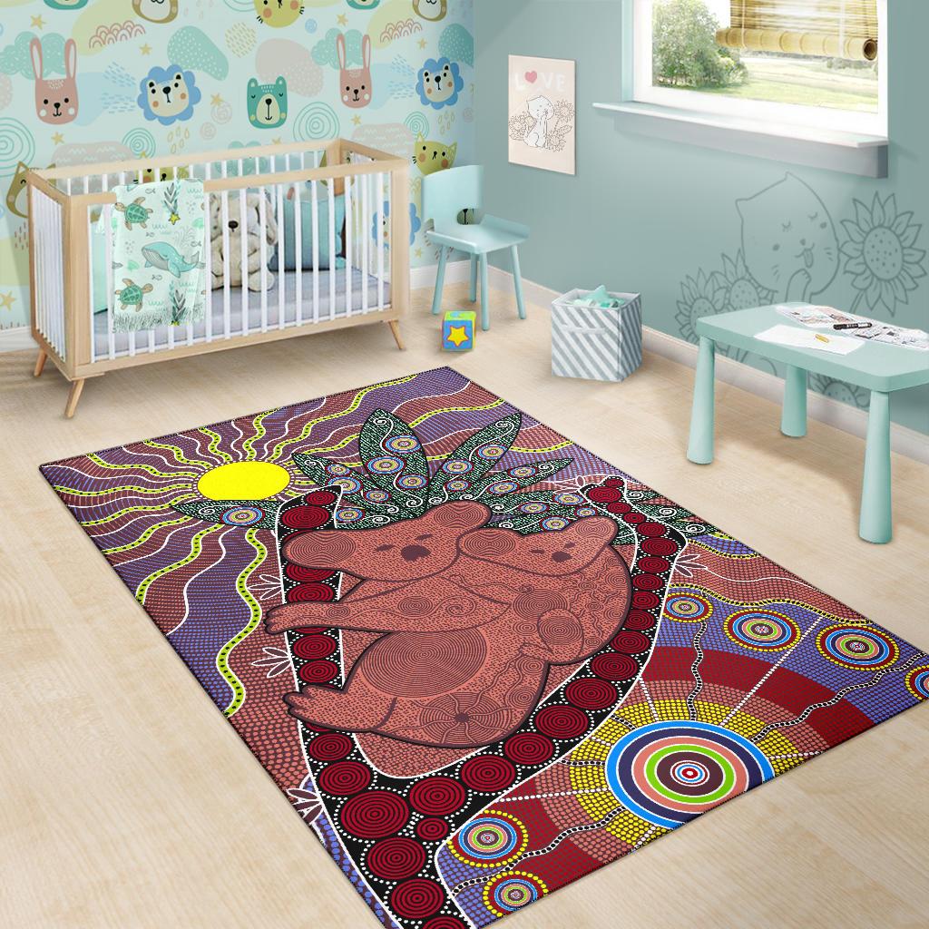 Aboriginal Area Rug, Koala Sun Dot painting Circle Patterns - Vibe Hoodie Shop