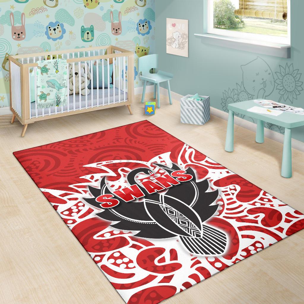 Sydney Area Rug Simple Indigenous Swans - Vibe Hoodie Shop