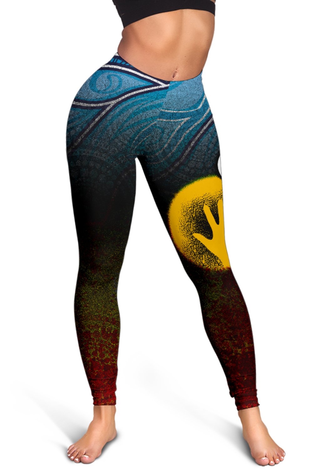 Aboriginal Women's Leggings - Aboriginal and Torres Strait Islanders Flag - Vibe Hoodie Shop