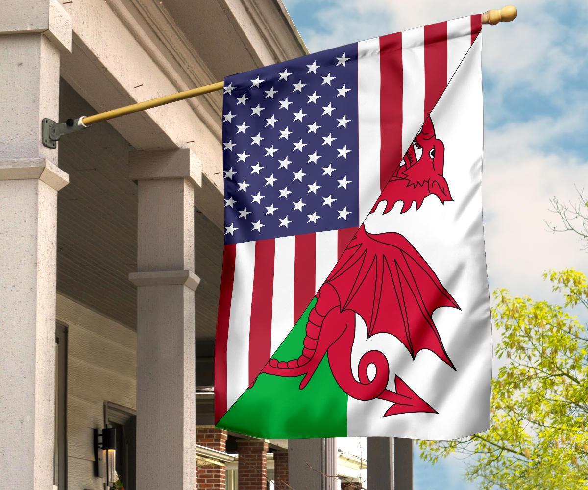 US Flag with Wales Flag - Vibe Hoodie Shop