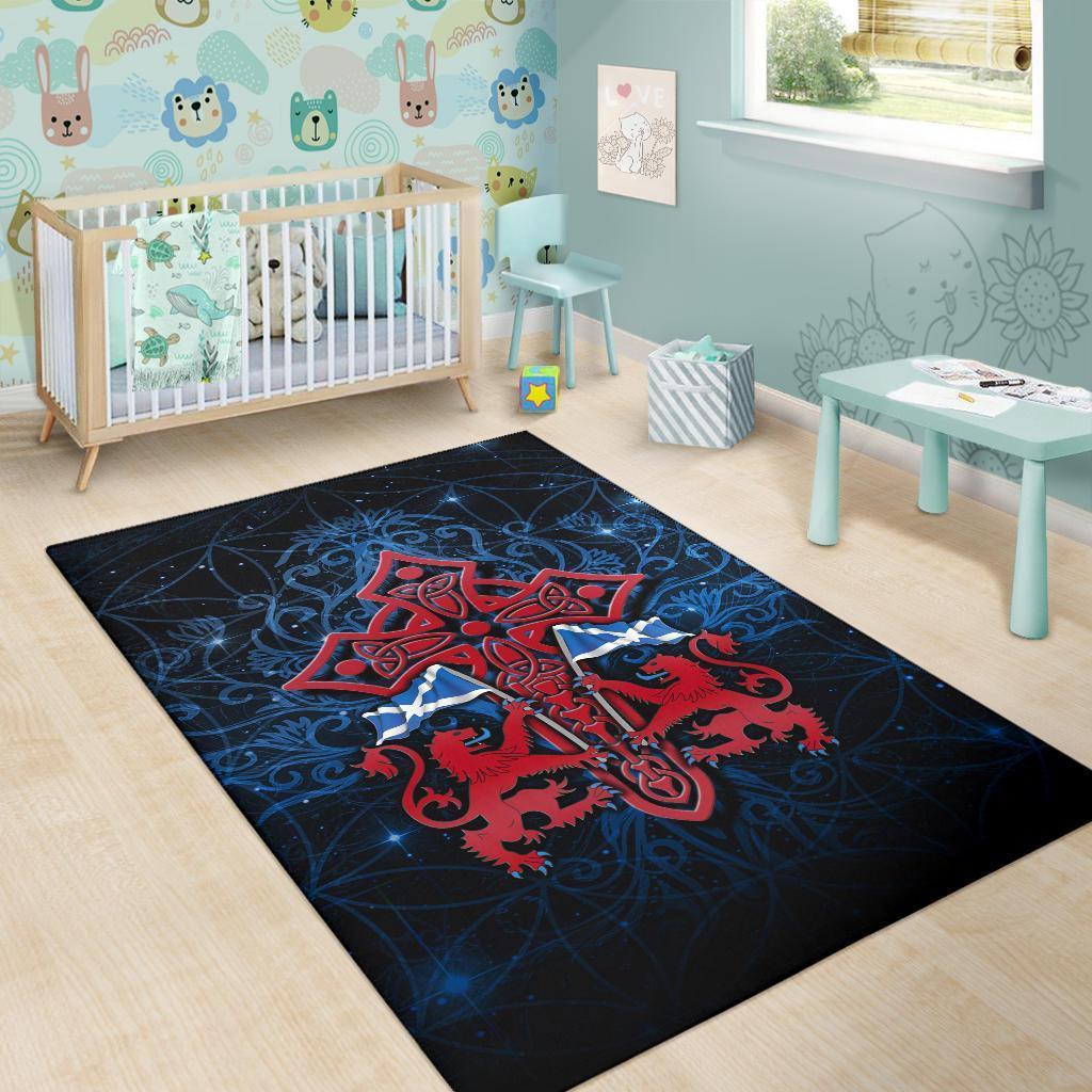 Scotland Celtic Area Rug - Lion Rampant With Celtic Tree and Cross - Vibe Hoodie Shop