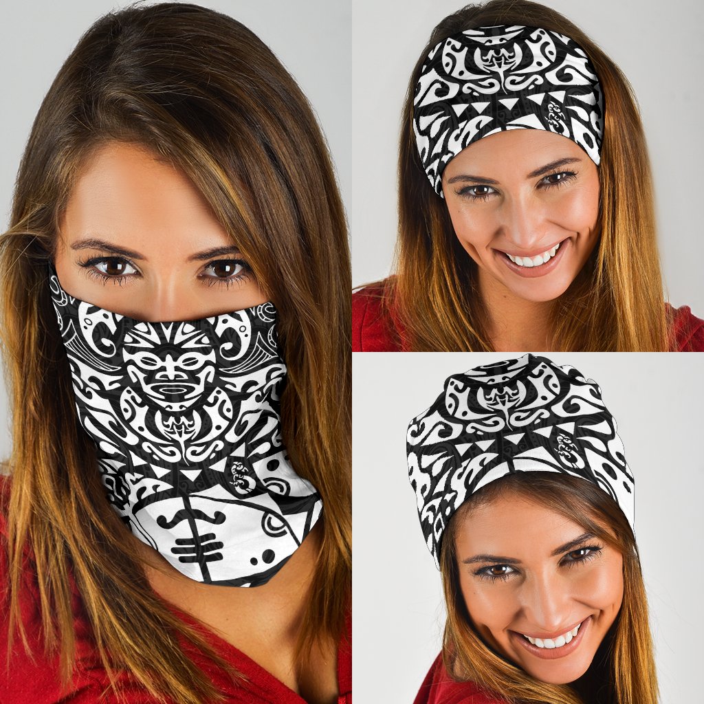 New Zealand Maori Tangaroa Tattoo Bandana - White - Vibe Hoodie Shop